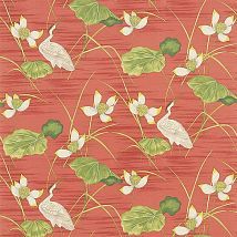 Фото: красная портьерная ткань из льна с принтом  223497- Ампир Декор