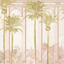 Фото: Панно крупные пальмы на розовом фоне DGHAV1032- Ампир Декор