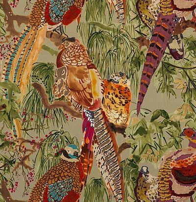 хлопковая ткань с птицами FD268H46 Mulberry