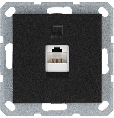 Интернет-розетка RJ45 с накладкой, цвет Антрацит Jasmart