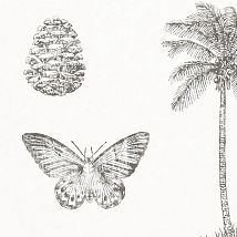 Фото: светлые обои с бабочками и пальмами 213384- Ампир Декор