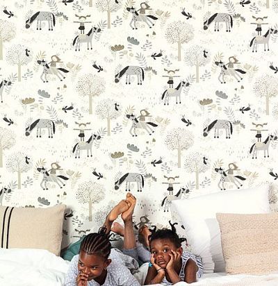 Обои для детской комнаты девочки на лошадях  HAP502 Khroma Zoom