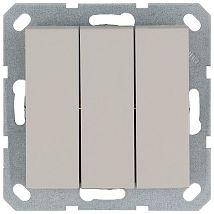 Фото: Выключатель трехклавишный 10A 250V~ с накладкой, цвет Тауп- Ампир Декор