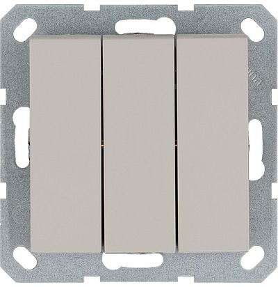 Выключатель трехклавишный 10A 250V~ с накладкой, цвет Тауп Jasmart