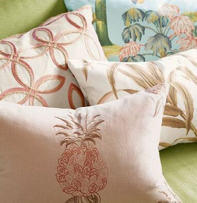 ткань современная дизайн фрукты  вышитые ананасы 44172-425  - 1