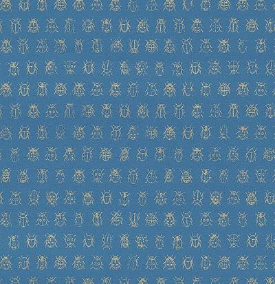 обои синие с жучками 375036 