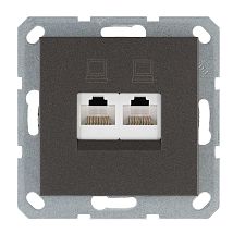 Фото: Интернет-розетка RJ45 двойная с накладкой, цвет Мокко- Ампир Декор