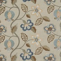 Фото: ткань из льна с вышивкой цветы BF10532/1- Ампир Декор