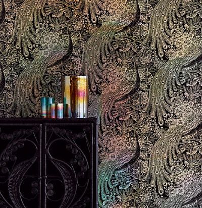 обои с металлизированным павлином 378000  - 1