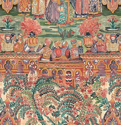 обои современные  дизайнерские красочные, имитируюшие ткань, изображение людей 49500 ARTE