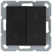 Фото: Выключатель двухклавишный для штор 10A 250V~ с накладкой, цвет Антрацит- Ампир Декор
