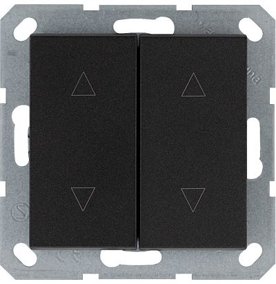 Выключатель двухклавишный для штор 10A 250V~ с накладкой, цвет Антрацит Jasmart