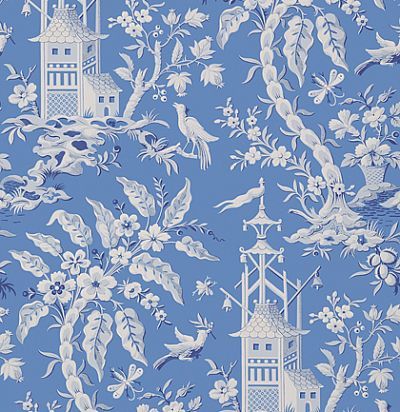 Обои Thibaut Imperial Garden T14204 Pagoda Garden Blue 