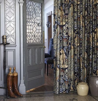 английская ткань со сказочным лесом 222643 Forest Azure Morris&Co - 1