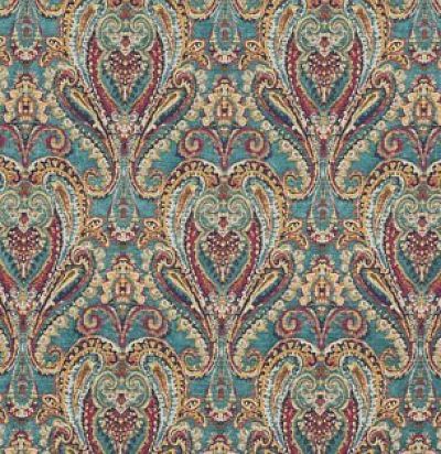 льняная ткань FD728/R11 Bohemian Paisley Teal Mulberry