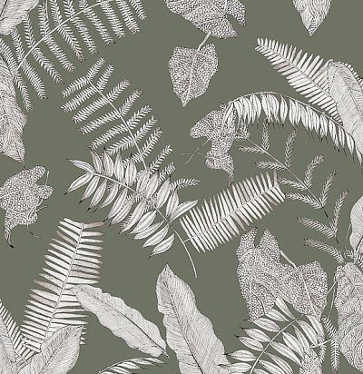 Обои с эскизами листьев KEN401 Khroma