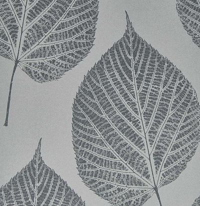 Серые акцентные обои с крупными листьями 112608 Harlequin