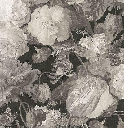 обои цветочные черно-белые 358001 