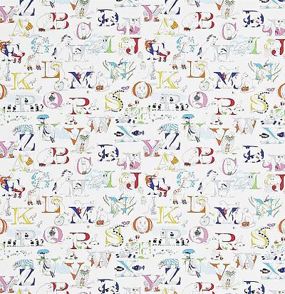 ткань в детскую с принтом алфавит 223910 Sanderson
