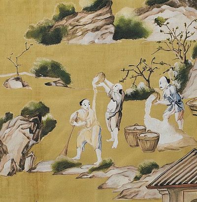 натуральная ткань с китайскими сюжетами 10545.30 Chinoiserie Nobilis