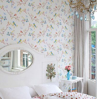 обои белые с птицами 375080  - 1