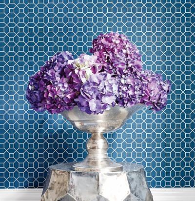 Обои Thibaut Geometric Resource 2 T11027 Farris Silver on Navy  - 1