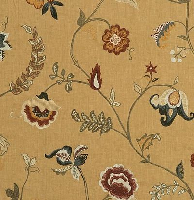 льняная ткань с вышитыми цветами FD709T30 Mulberry