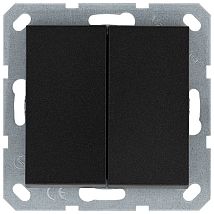Фото: Выключатель двухклавишный проходной 10A 250V~ с накладкой, цвет Антрацит- Ампир Декор
