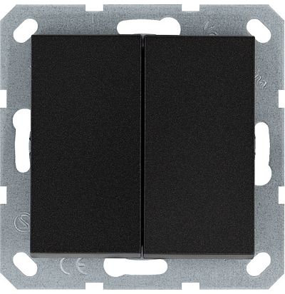 Выключатель двухклавишный проходной 10A 250V~ с накладкой, цвет Антрацит Jasmart