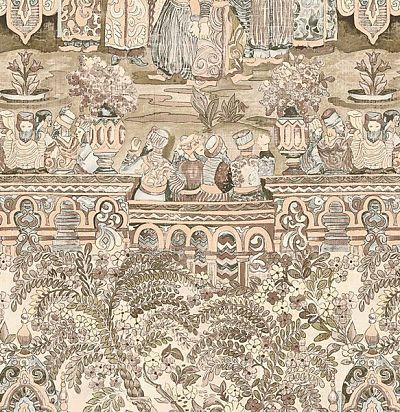 обои современные  дизайнерские красочные, имитируюшие ткань, изображение людей 49501 ARTE