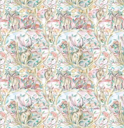 природные пейзажи, олени в лесу. Принт в акварельной технике 