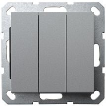 Фото: Выключатель трехклавишный 10A 250V~ с накладкой, цвет Алюминий- Ампир Декор