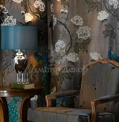 английская ткань для портьер Arabesque Slate  - 1