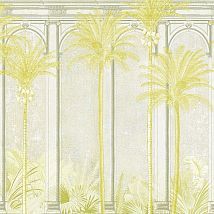 Фото: Панно крупные зеленые пальмы на сером фоне DGHAV1022- Ампир Декор