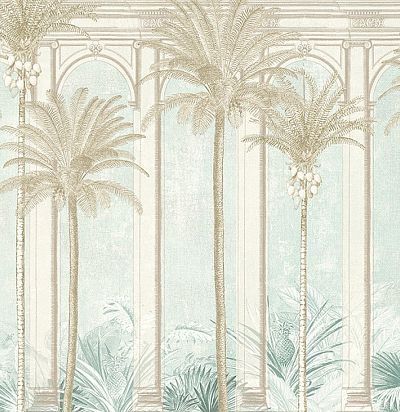 Панно крупные пальмы на голубом фоне DGHAV1041 Khroma