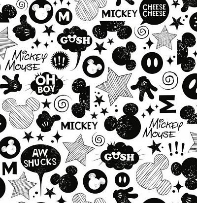 Обои с Микки Маусом черно-белые DS7811 