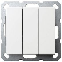 Фото: Выключатель трехклавишный 10A 250V~ с накладкой, цвет белый глянцевый- Ампир Декор