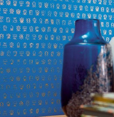 обои синие с жучками 375036  - 2