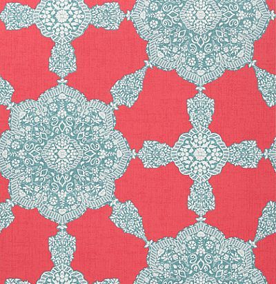 Обои Thibaut Trade Routes T88726 Medallion Paisley Pink and Turquoise Thibaut
