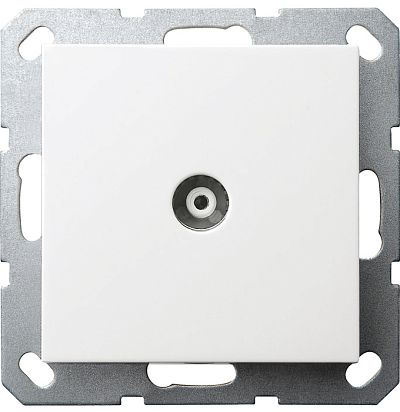 Розетка TV Φ9.5mm оконечная с накладкой, цвет белый глянцевый Jasmart