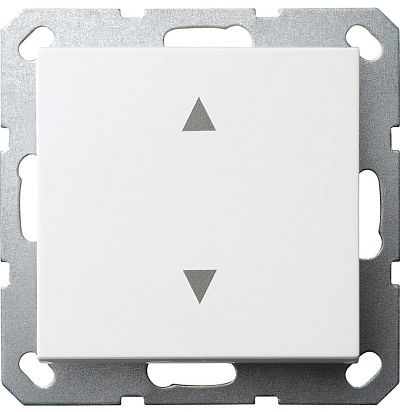 Выключатель одноклавишный для штор 10A 250V~ с накладкой, цвет белый глянцевый Jasmart
