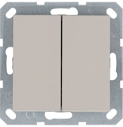 Выключатель двухклавишный проходной 10A 250V~ с накладкой, цвет Тауп Jasmart