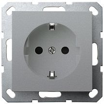 Фото: Розетка SCHUKO© с защитными шторками 16A 250V~ 2P+T, цвет Алюминий- Ампир Декор