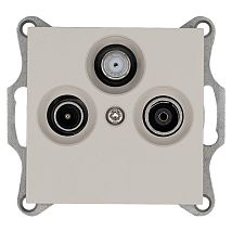 Фото: Розетка TV+FM+SAT Φ9.5mm оконечная с накладкой, цвет Тауп- Ампир Декор