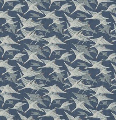 натуральная ткань FD287/H10 Wild Geese Linen Indigo Mulberry