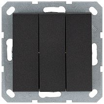 Фото: Выключатель трехклавишный 10A 250V~ с накладкой, цвет Антрацит- Ампир Декор