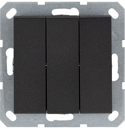 Выключатель трехклавишный 10A 250V~ с накладкой, цвет Антрацит Jasmart