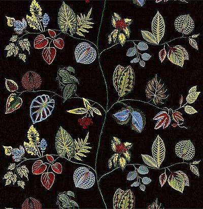 ткань темного оттенка с вышивкой 330007 Zoffany