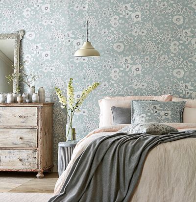 обои голубые в цветах 216348 Sanderson - 1