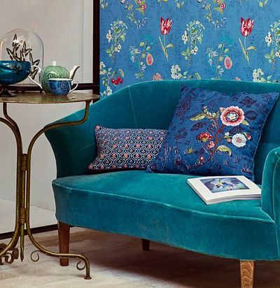 обои синие с растениями 375025  - 1